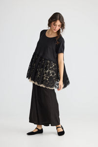 Miss Rose Sister Violet Lillibelle Lace/ Cotton Top Black