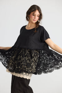 Miss Rose Sister Violet Lillibelle Lace/ Cotton Top Black