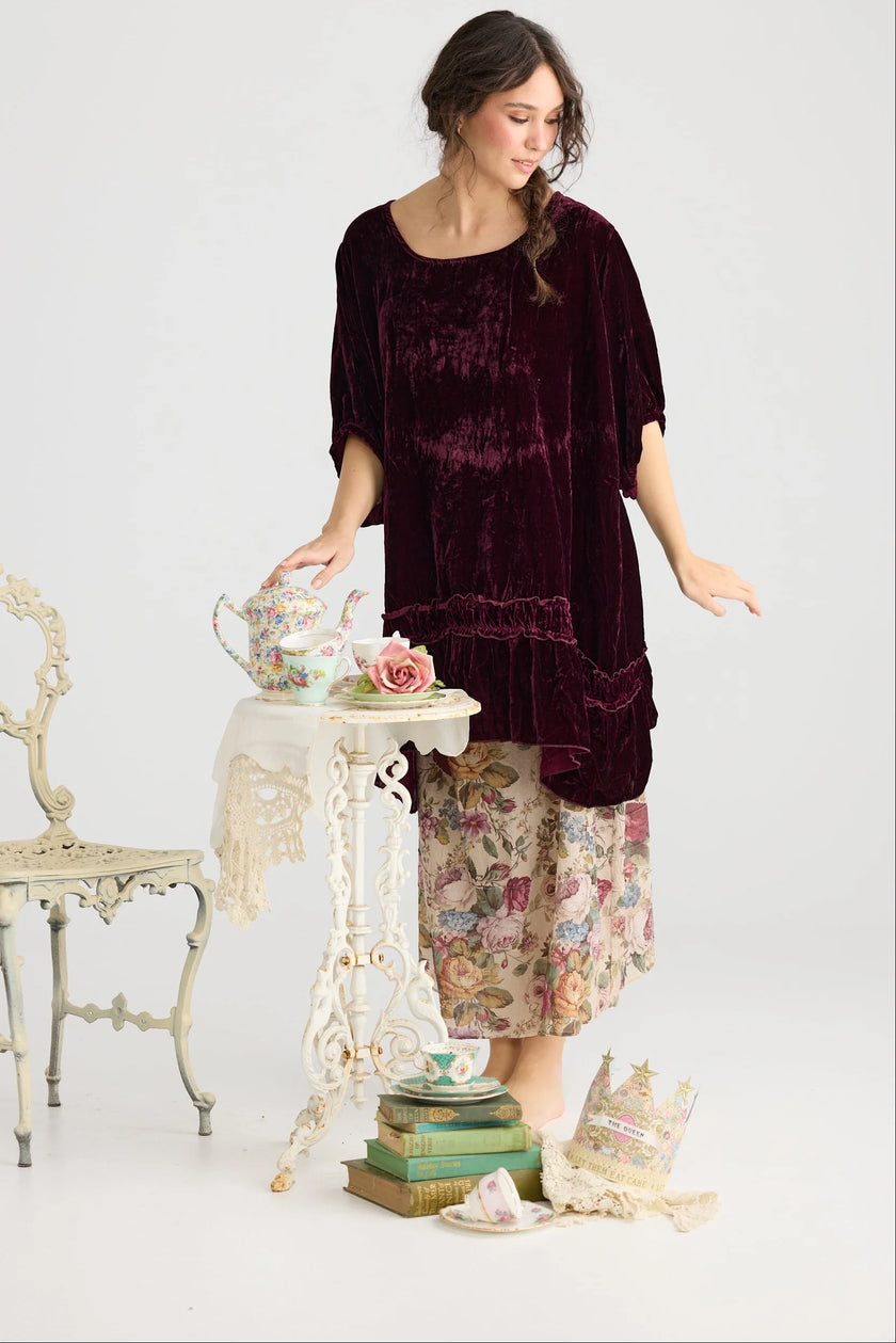 Miss Rose Sister Violet Violette Velvet Dress Bordeaux