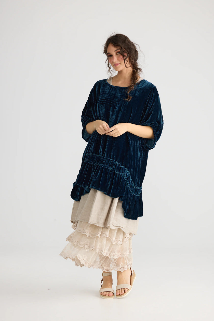 Miss Rose Sister Violet Violette Velvet Dress Midnight Blue