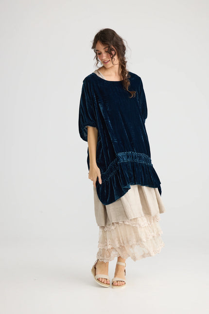 Miss Rose Sister Violet Violette Velvet Dress Midnight Blue