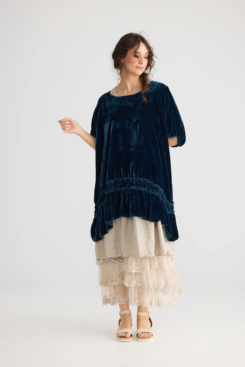 Miss Rose Sister Violet Violette Velvet Dress Midnight Blue