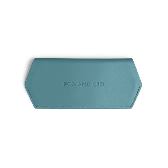 Fox and Leo Slimline Leather Glasses Case Teal