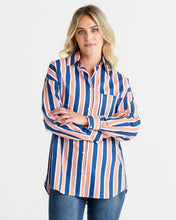 Load image into Gallery viewer, Betty Basics Saskia Shirt Blue/ White Stripe
