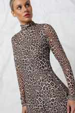 Load image into Gallery viewer, Kachel Kennedy Mesh Dress Snow Leopard
