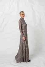 Load image into Gallery viewer, Kachel Kennedy Mesh Dress Snow Leopard

