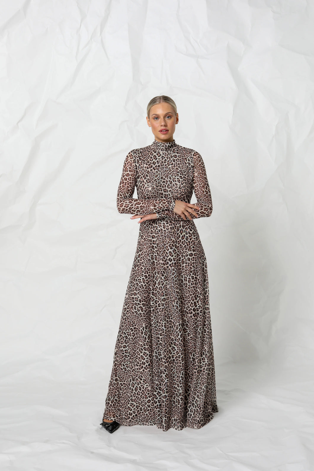 Kachel Kennedy Mesh Dress Snow Leopard