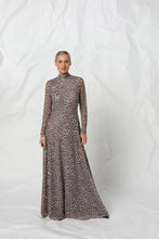 Load image into Gallery viewer, Kachel Kennedy Mesh Dress Snow Leopard
