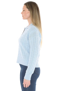 Jump Collared Cable Pullover Ice Blue Marle