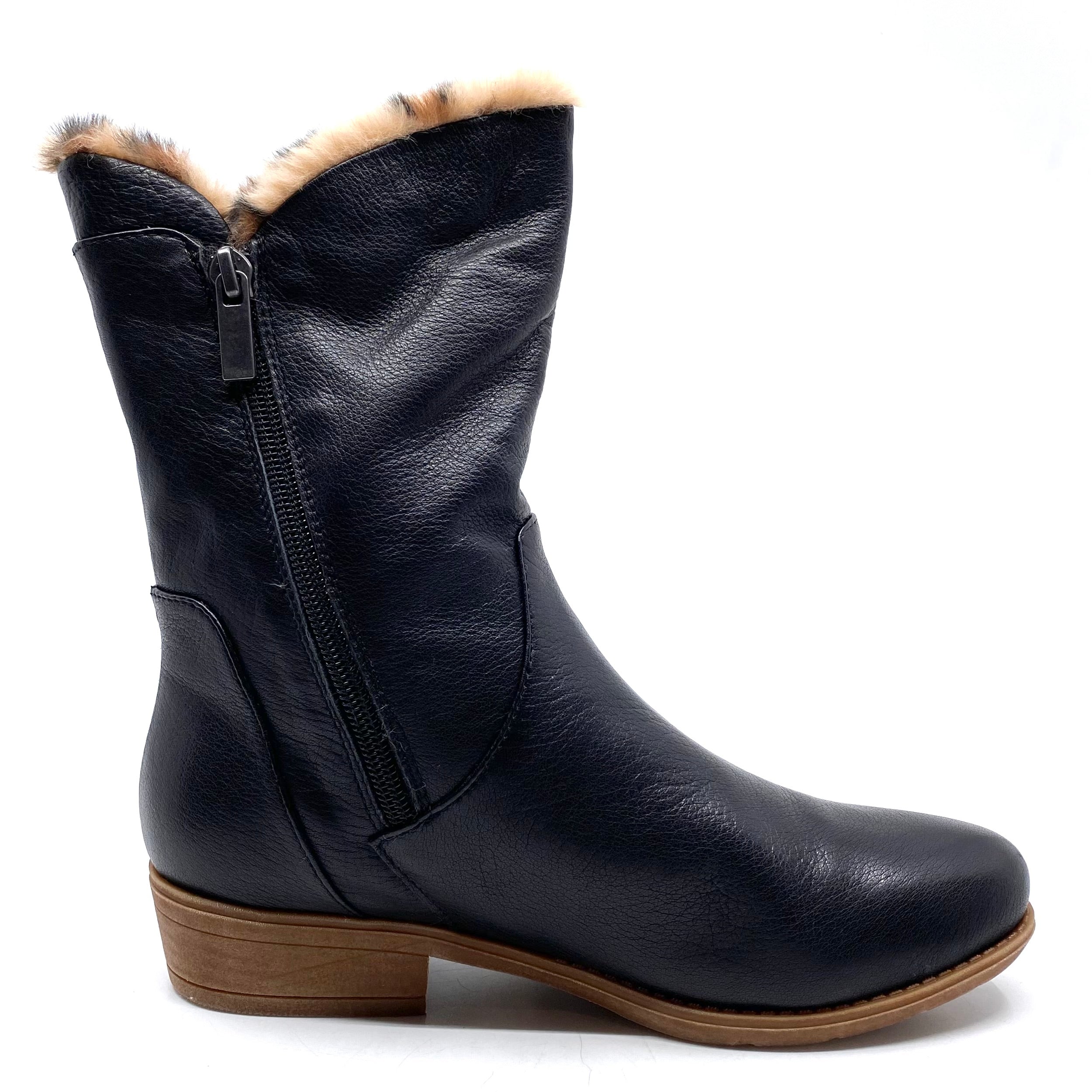 Django & Juliette Rudo New Black Leather Ocelot Fur