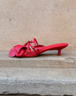 Sempre Di 946001 Flowering Kitten Heel Sandals Red Leather