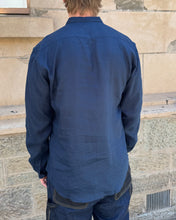 Load image into Gallery viewer, Milkman Linen Mandarin Collar Shirt French Navy
