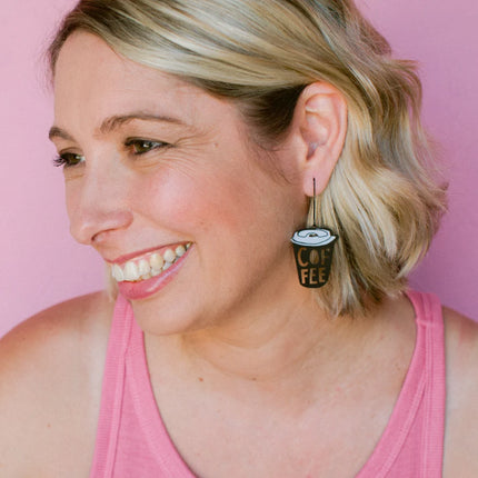 DENZ Coffee Cup Earrings Black & White