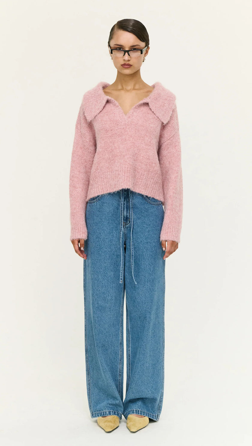 Staple The Label Cleo Polo Jumper Pink Marle
