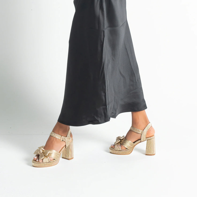 Bresley Sam Platform Heels Soft Gold Bow