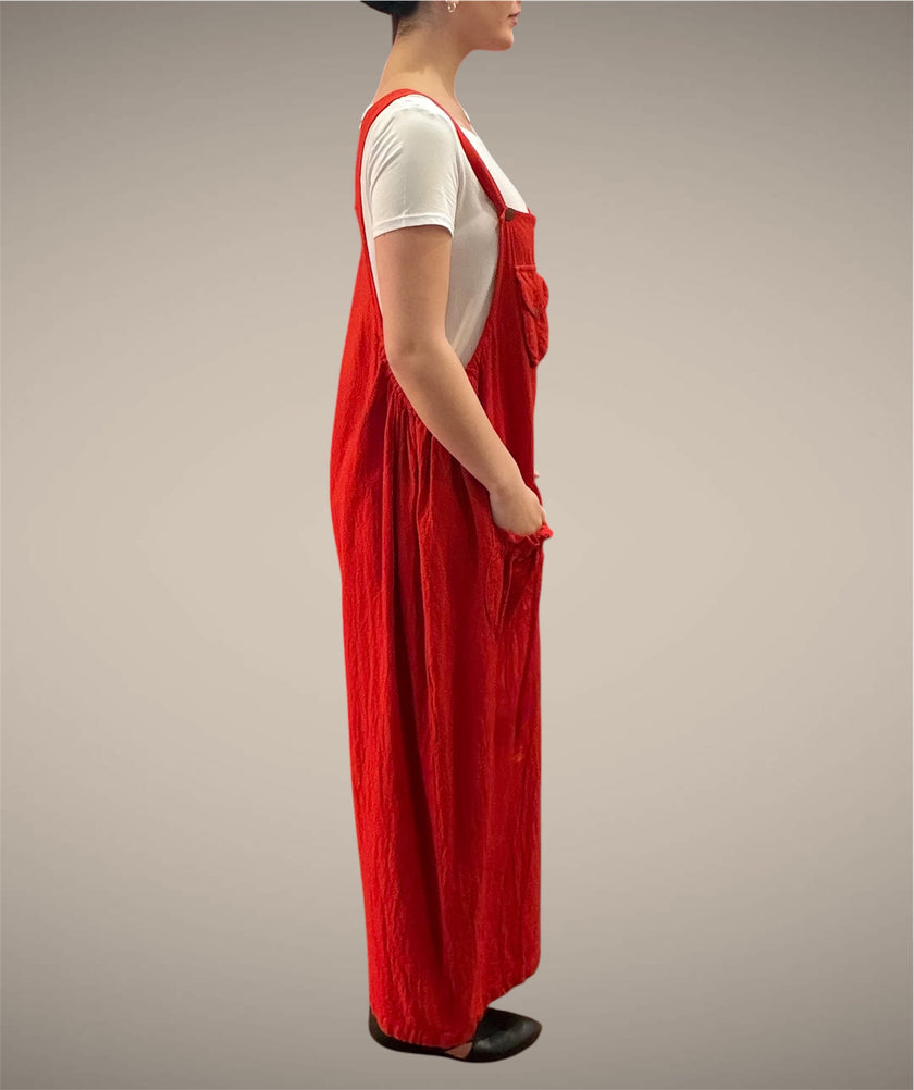 Tibet House AS41 Thick Cotton 3 Pocket Overalls Red