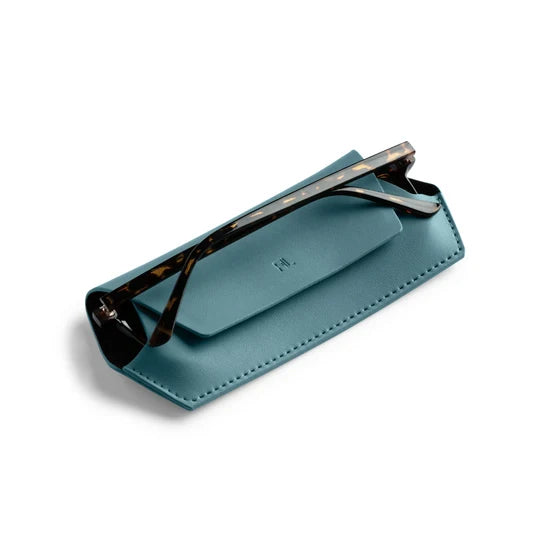 Fox and Leo Slimline Leather Glasses Case Teal