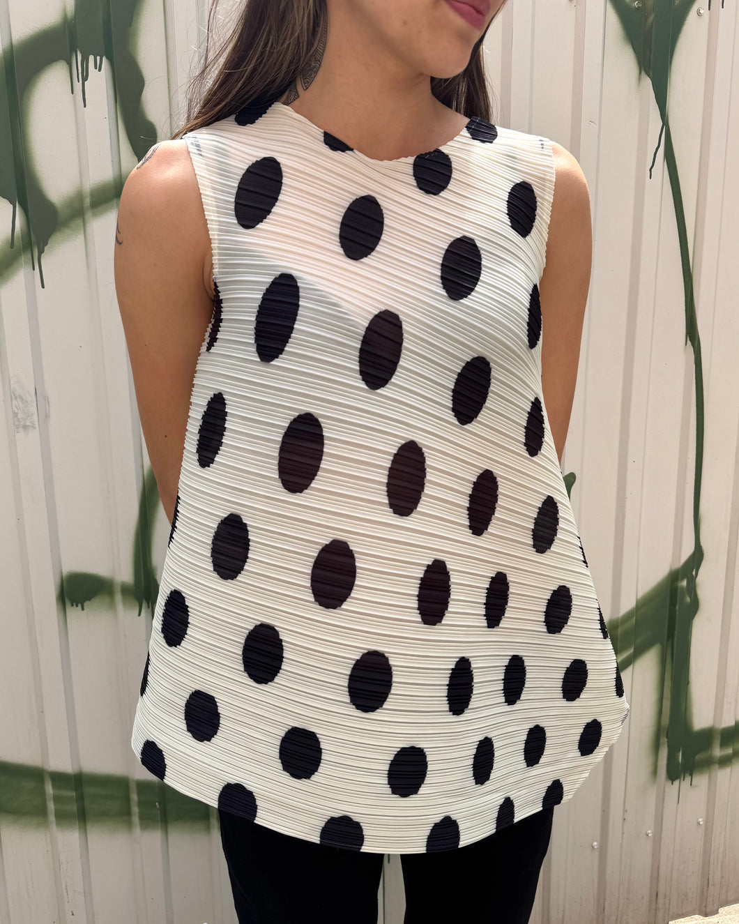 Indulge Me CLO063 Sleeveless Top Spots Ivory/ Black