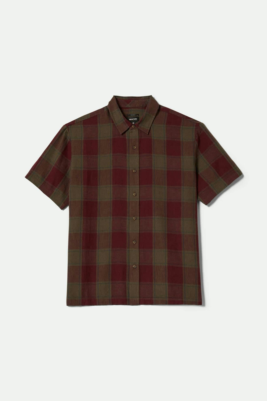 Brixton Cru Linen Blend S/S Woven Shirt Olive Surplus/Port