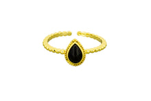 Load image into Gallery viewer, Tiger Tree Gold Black Teardrop Ring
