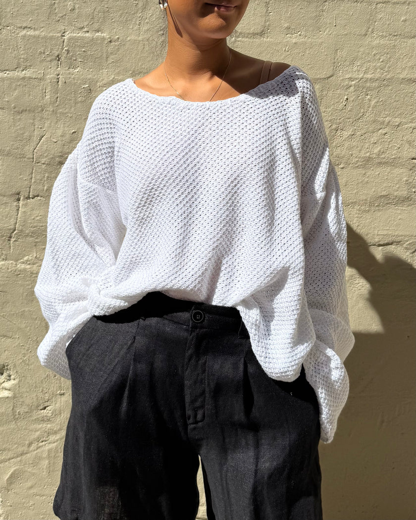 Milkman Waffle Knit Top White