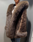 Cinnamon Creations F109 Fluffy Hooded Jacket Brown
