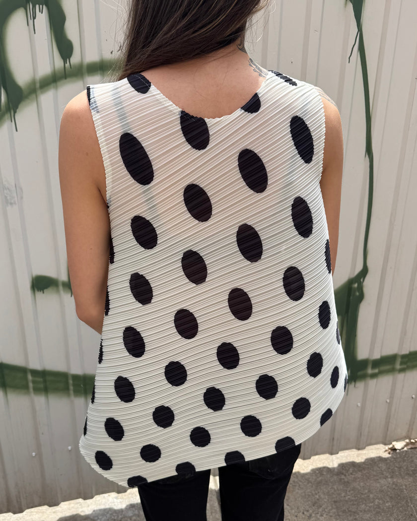 Indulge Me CLO063 Sleeveless Top Spots Ivory/ Black