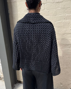 Indulge Me CLO101 Zig Zag Pleated Jacket Black