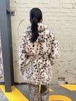 Cinnamon Creations F77 Leopard Print Fluffy Coat White Beige