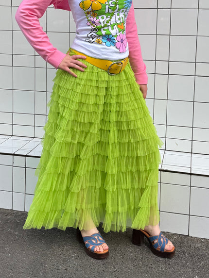 Trio Rouge Beth Tulle Skirt Bright Green