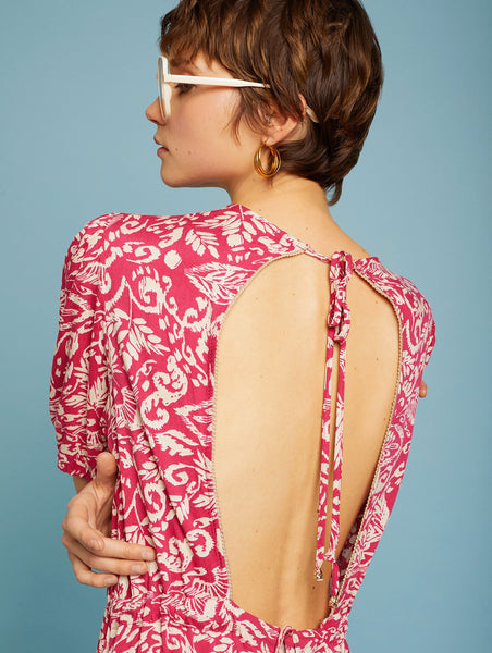 MEISÏE Back Neckline Dress Pink Flash