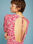 MEISÏE Back Neckline Dress Pink Flash