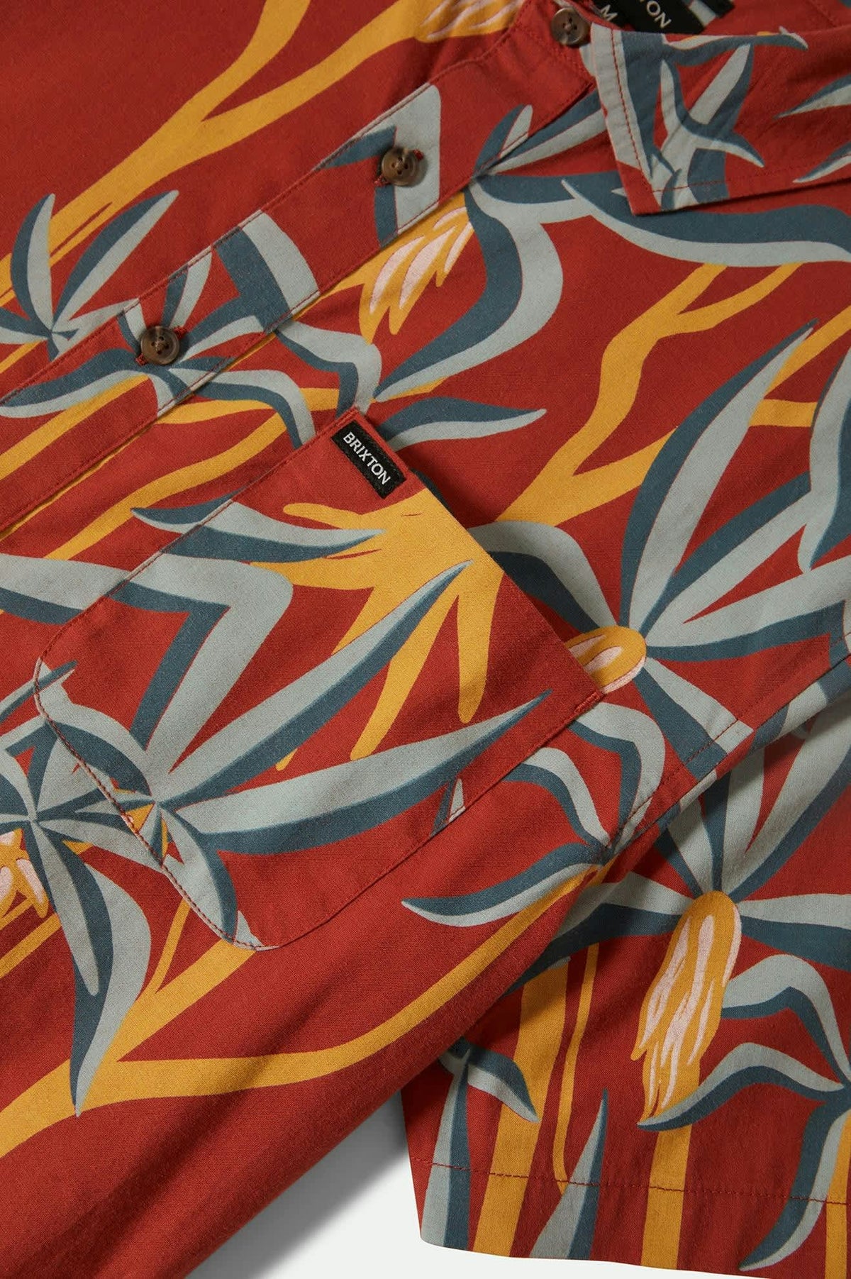 Brixton Charter Print S/S Woven Dark Red Scenic Trip