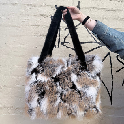 Cinnamon Creations BG2024 Fluffy Tote Bag Brown Cream