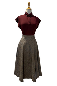 Elise Design Anna Rose Gingham Skirt Grey/Beige