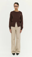 Staple The Label Elvie Zip Knit Chocolate