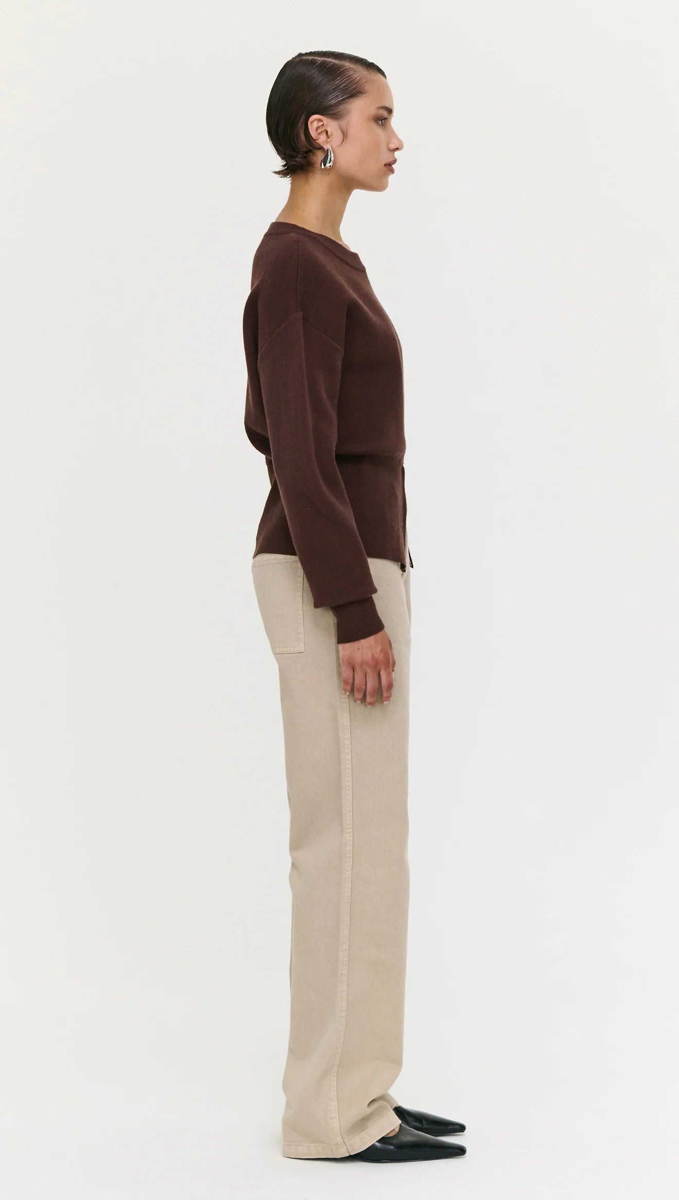 Staple The Label Elvie Zip Knit Chocolate