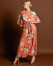 Load image into Gallery viewer, Fate + Becker Jolene Pleated Maxi Dress Tangerine Floral
