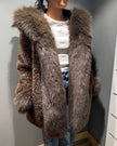 Cinnamon Creations F109 Fluffy Hooded Jacket Brown