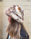 Cinnamon Creations 7522 Faux Fur Mixed Bucket Hat Brown Grey