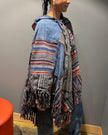 Tibet House A198 Patchwork Poncho Black/ Blue