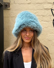 Cinnamon Creations 7549 Faux Fur Fluffy Bucket Hat Blue