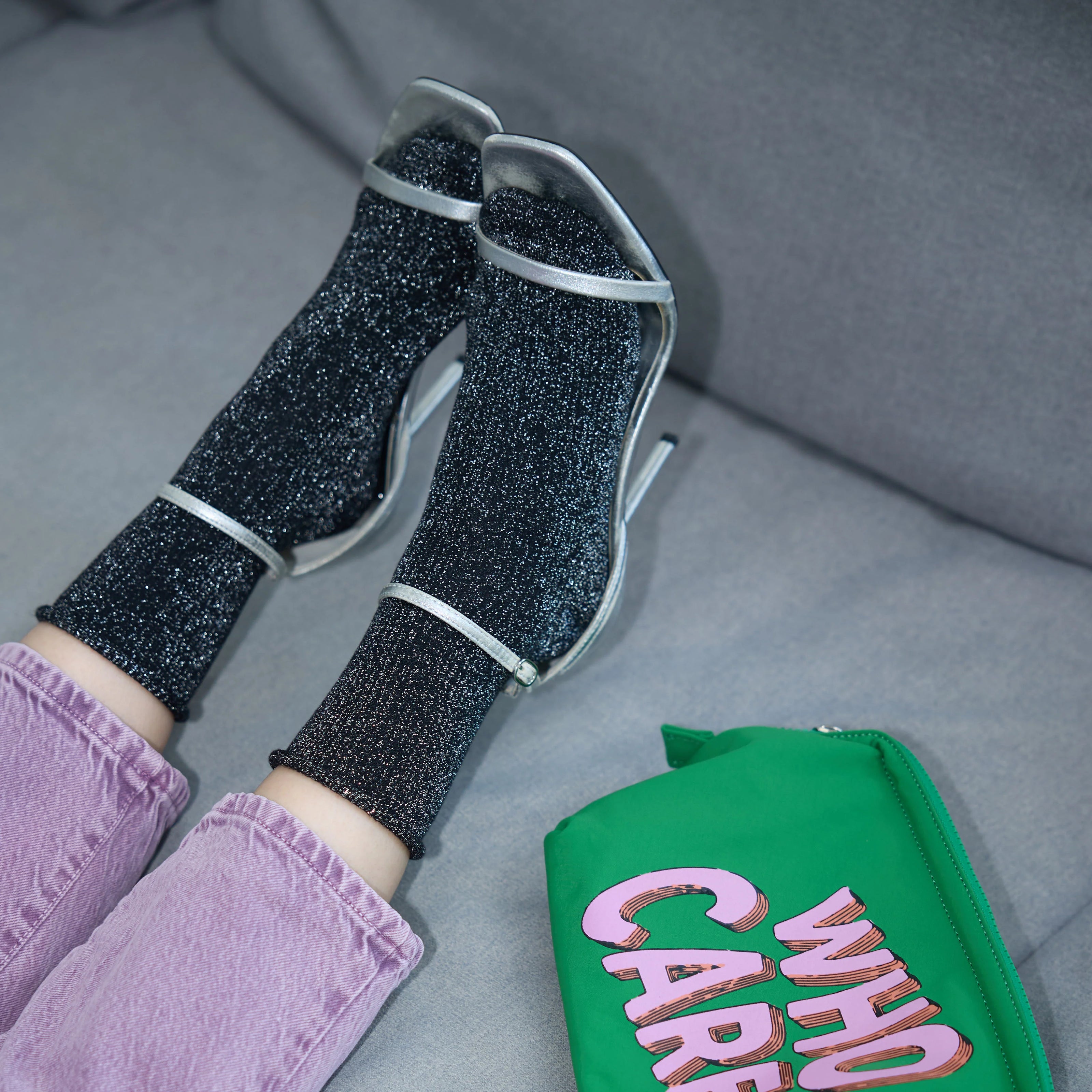 KLUE Glitter Lurex Socks Black