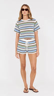 MINKPINK Bellise Crochet Cropped Tee Multi Stripe