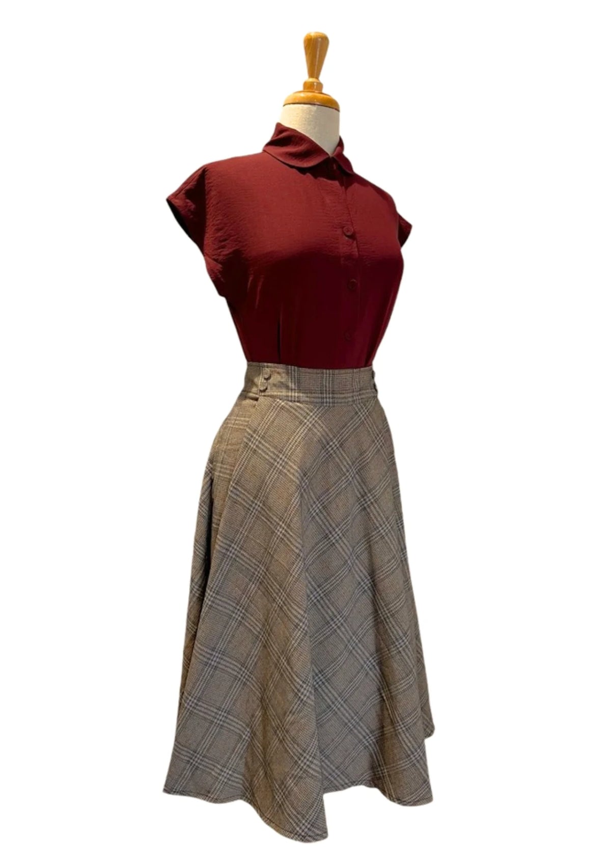 Elise Design Anna Rose Gingham Skirt Grey/Beige