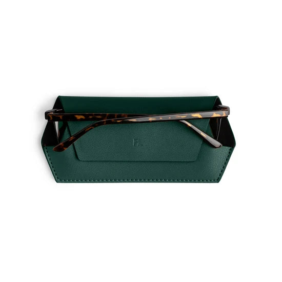 Fox and Leo Slimline Leather Glasses Case Forest