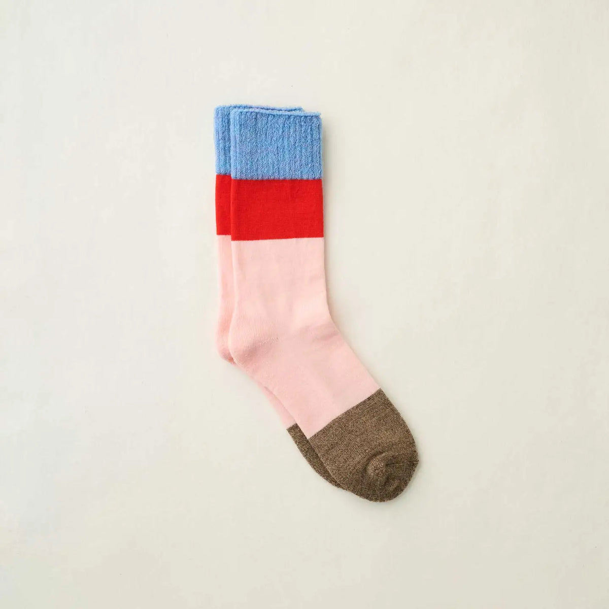 Yahae Wool Pile Sole Socks Blue x Red