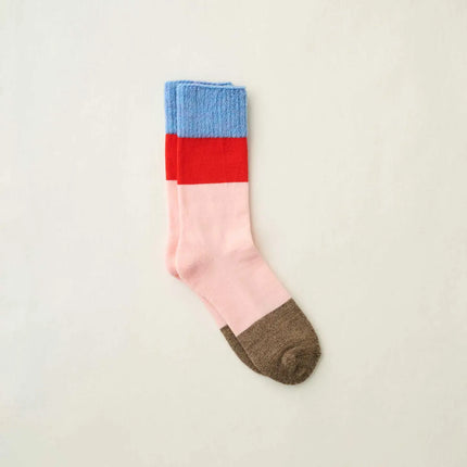 Yahae Wool Pile Sole Socks Blue x Red