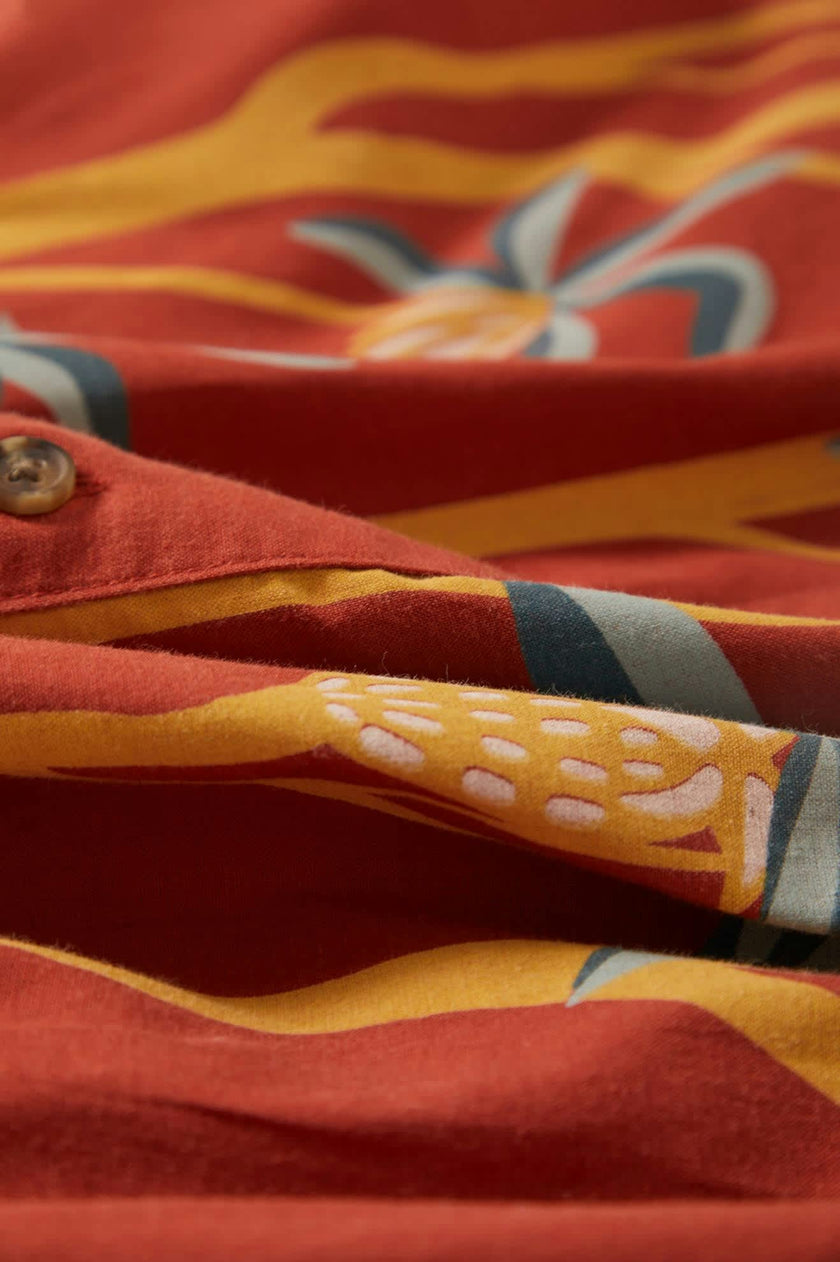 Brixton Charter Print S/S Woven Dark Red Scenic Trip