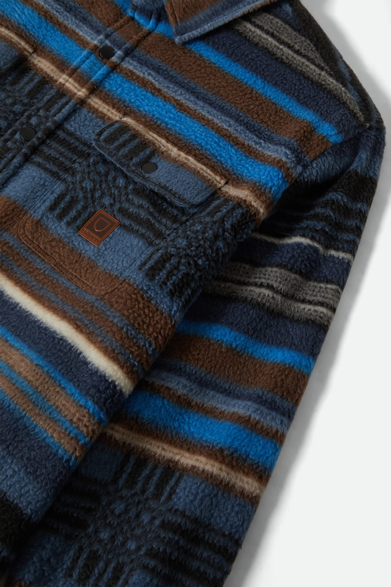 Brixton Bowery L/S Arctic Strecth Fleece Mood Indigo Blanket Stripe